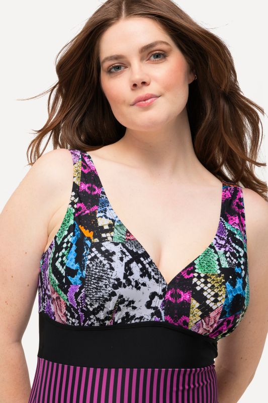Mixed Print One Piece Swimsuit