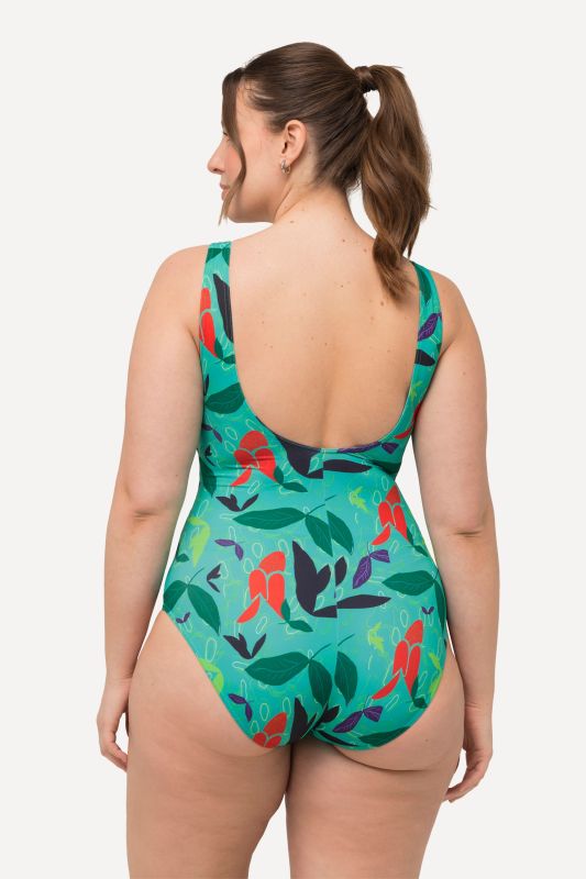 Colorful Leaf Print One Piece Swimsuit