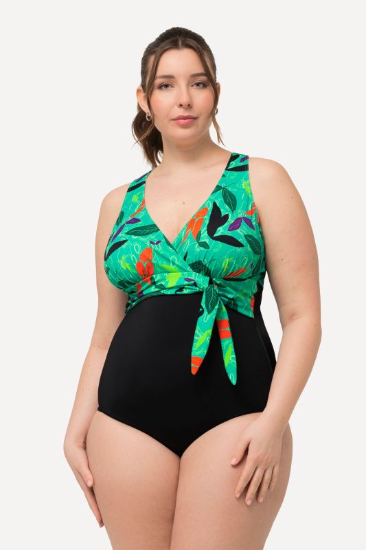 Colorful Leaf Halter Neck One Piece Swimsuit