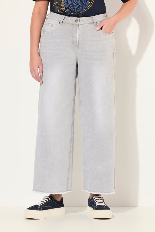 Jeans Mary, fringe hem, wide leg, stretch