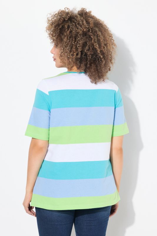 Striped Embroidered Logo Short Sleeve Tee
