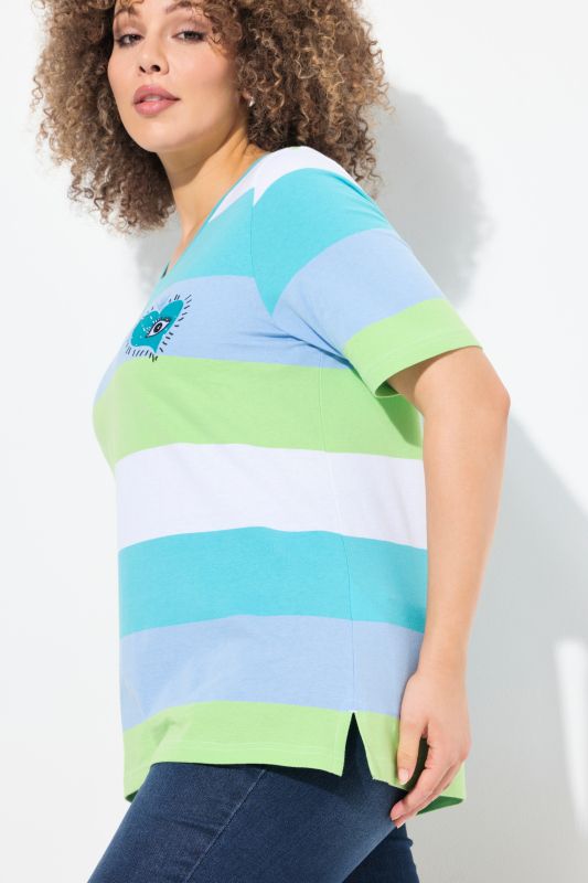 Striped Embroidered Logo Short Sleeve Tee