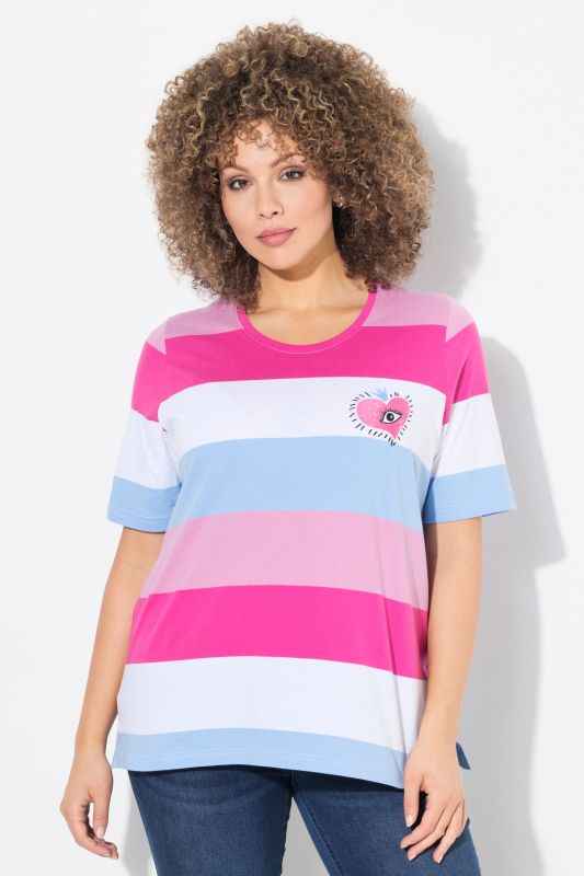 Striped Embroidered Logo Short Sleeve Tee