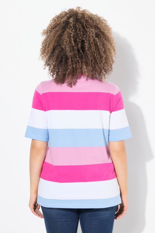 Striped Embroidered Logo Short Sleeve Tee