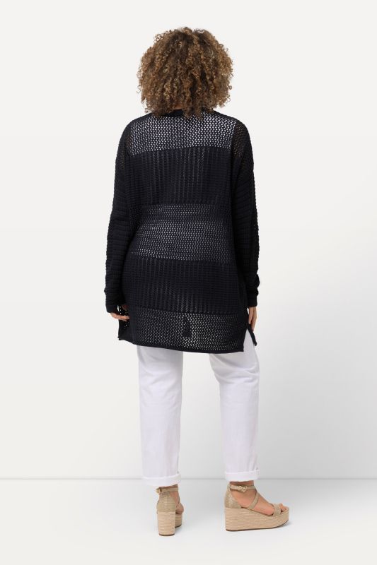 Mixed Texture Openwork Cardigan