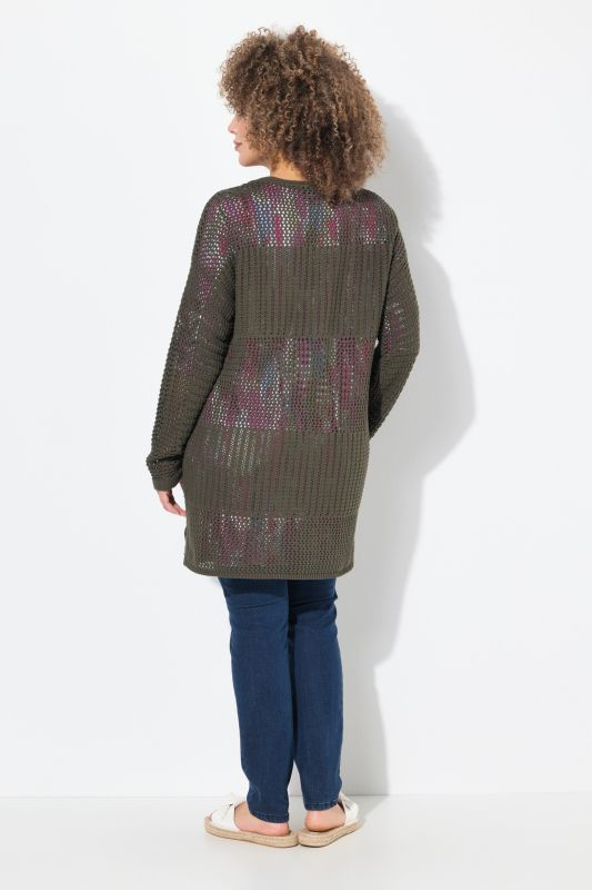 Mixed Texture Openwork Cardigan