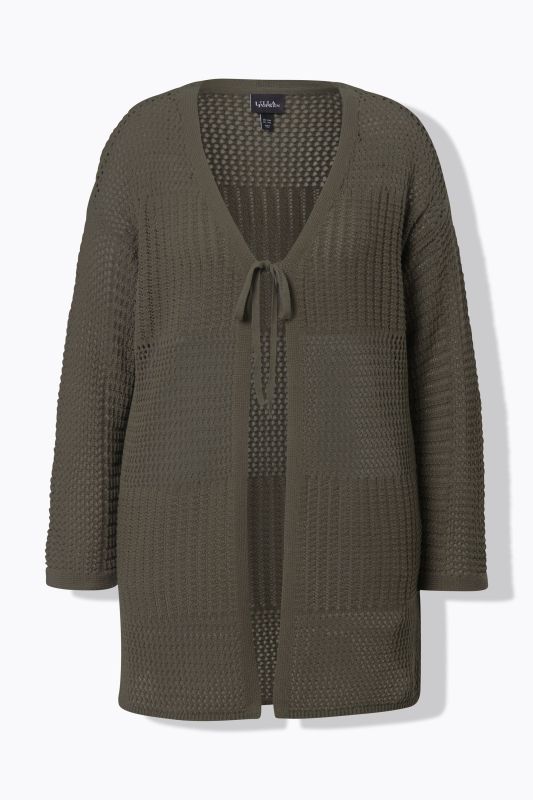 Mixed Texture Openwork Cardigan