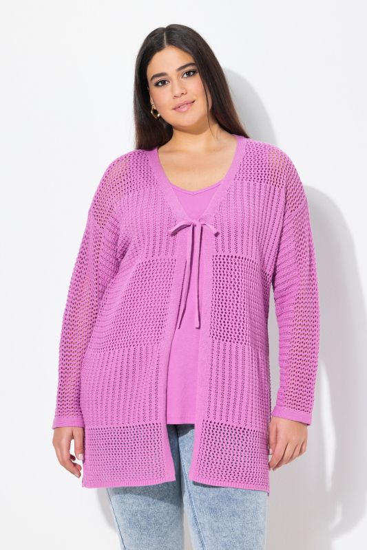 Mixed Texture Openwork Cardigan