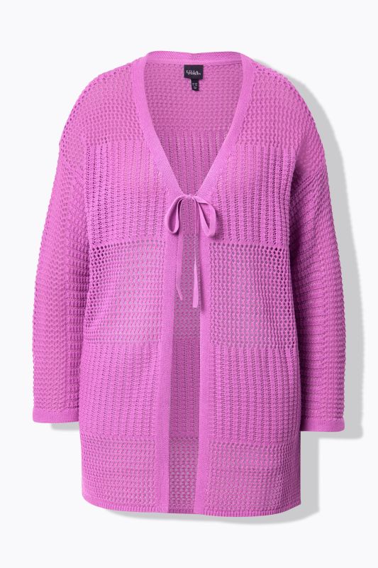 Mixed Texture Openwork Cardigan