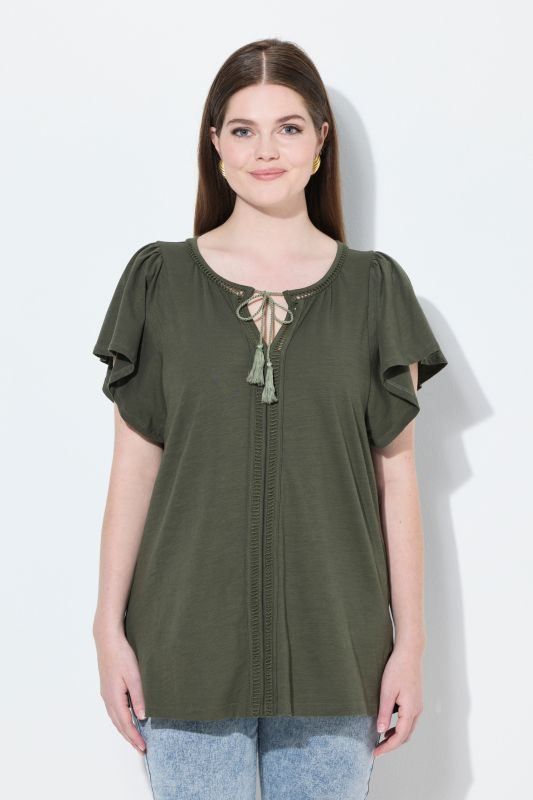 Wing Sleeve V-Neck Tee