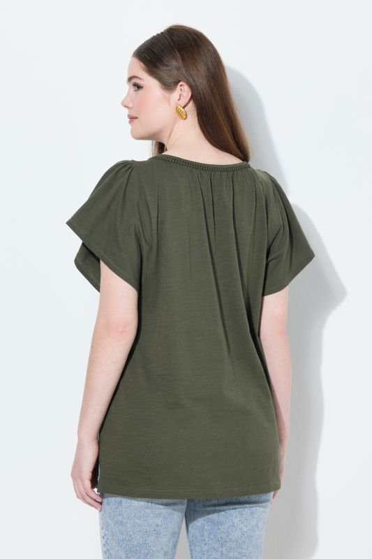 Wing Sleeve V-Neck Tee