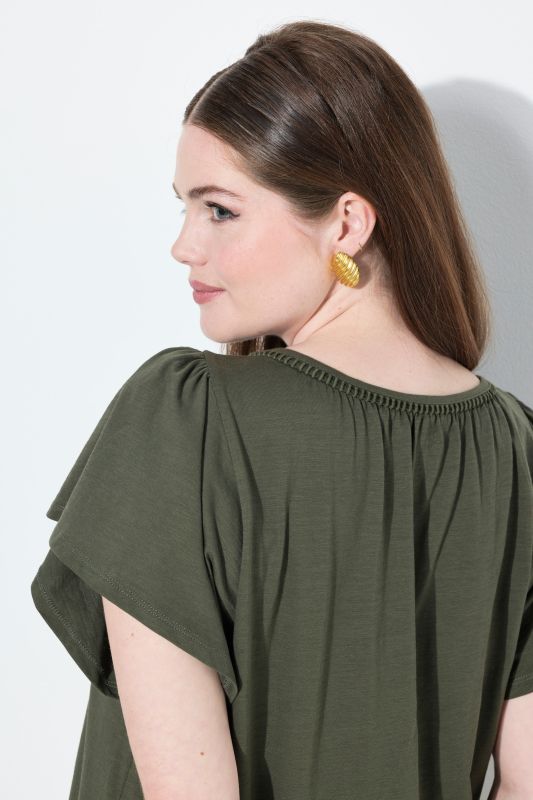 Wing Sleeve V-Neck Tee
