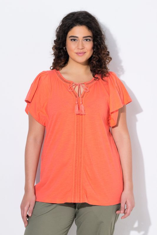 Wing Sleeve V-Neck Tee