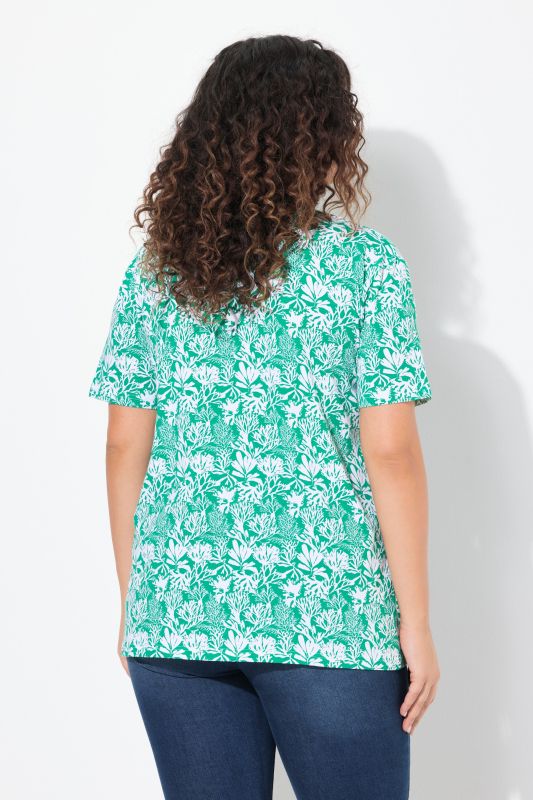 Coral Reef Printed Short Sleeve V-Neck Tee