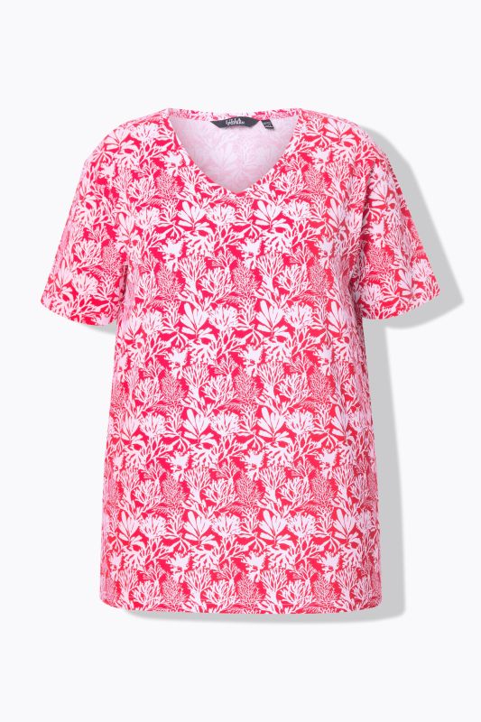 Coral Reef Printed Short Sleeve V-Neck Tee