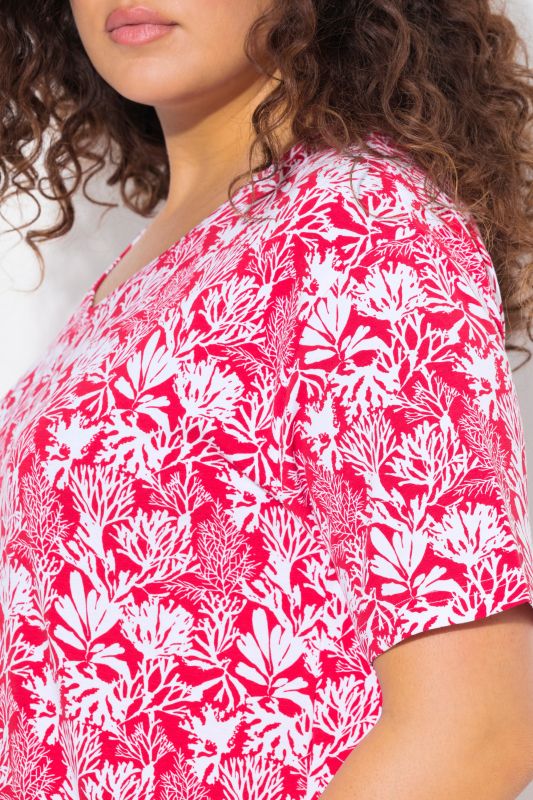 Coral Reef Printed Short Sleeve V-Neck Tee
