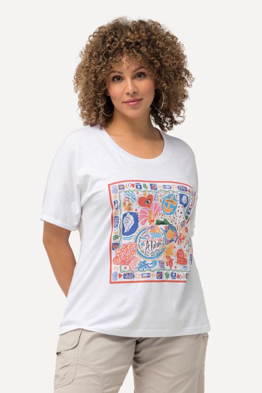 Colorful Graphic Short Sleeve Scoop Neck Tee