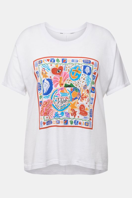 Colorful Graphic Short Sleeve Scoop Neck Tee