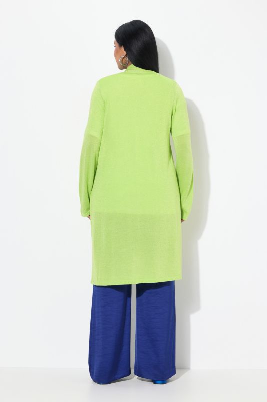 Shimmering Longline Open Shape Cardigan