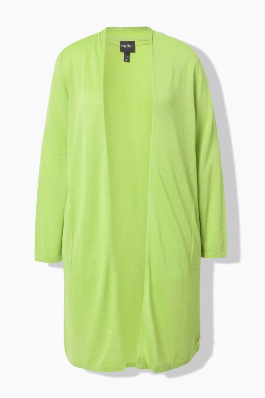 Shimmering Longline Open Shape Cardigan