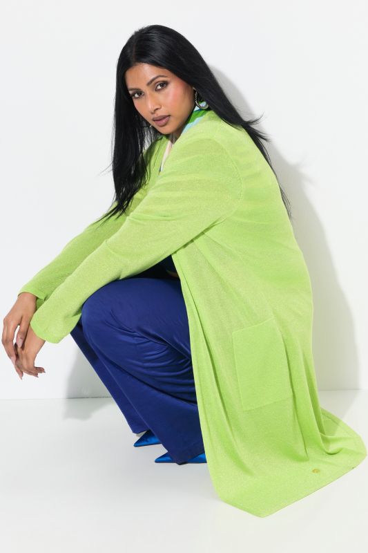 Shimmering Longline Open Shape Cardigan