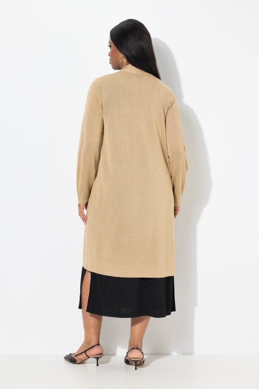 Shimmering Longline Open Shape Cardigan