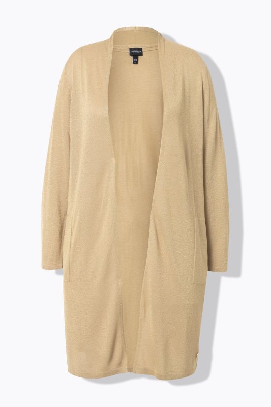 Shimmering Longline Open Shape Cardigan