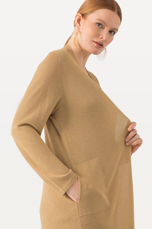 Shimmering Longline Open Shape Cardigan