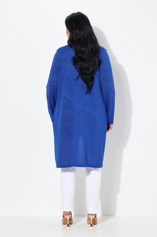 Shimmering Longline Open Shape Cardigan
