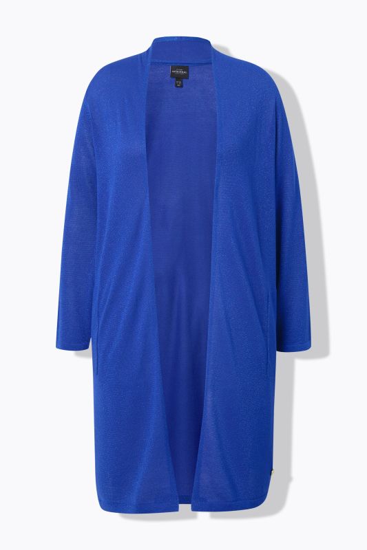Shimmering Longline Open Shape Cardigan