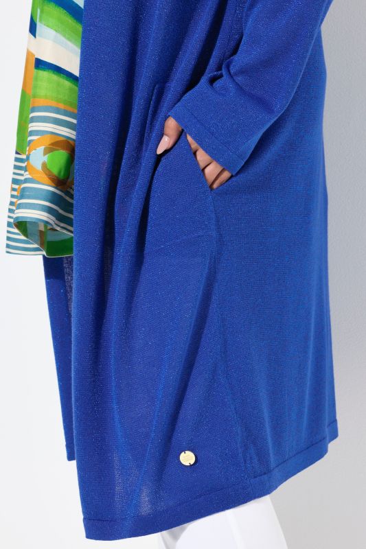 Shimmering Longline Open Shape Cardigan