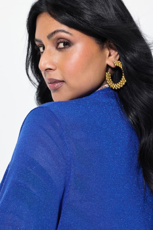 Shimmering Longline Open Shape Cardigan