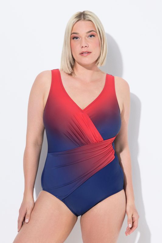 Gradient Wrap Look One Piece Swimsuit