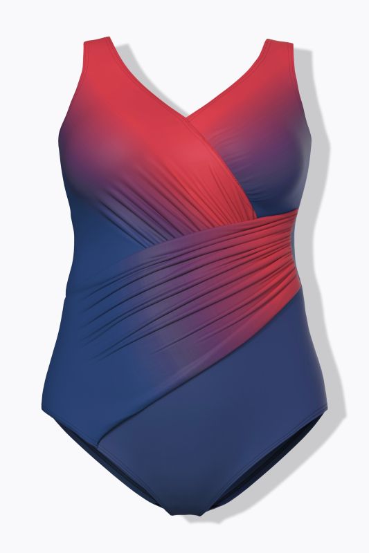 Gradient Wrap Look One Piece Swimsuit