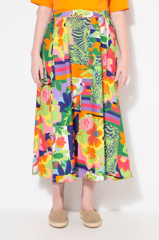 Patch Print Comfort Waist Skirt