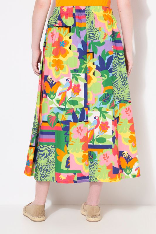 Patch Print Comfort Waist Skirt