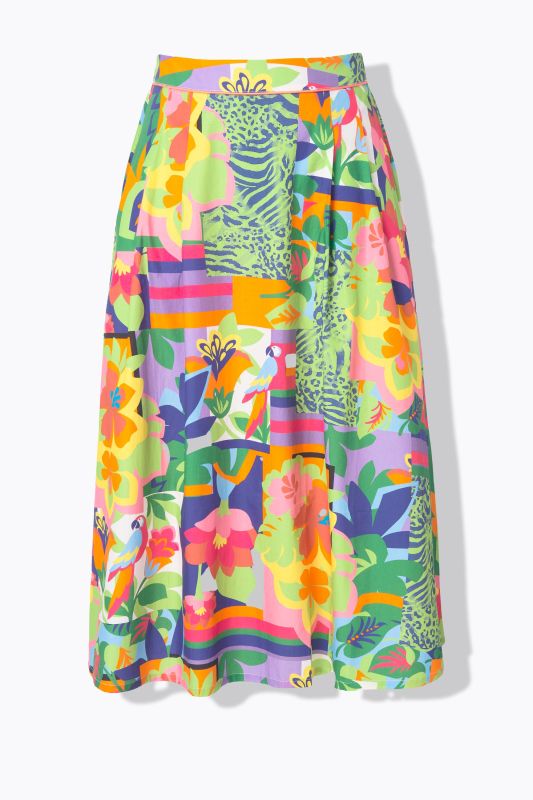 Patch Print Comfort Waist Skirt
