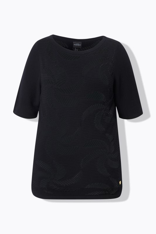 Geometric Openwork Short Sleeve Sweater
