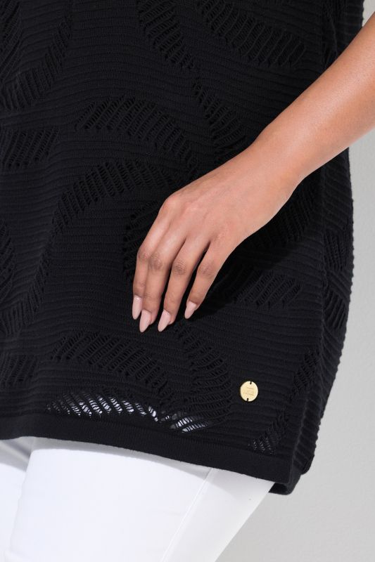 Geometric Openwork Short Sleeve Sweater