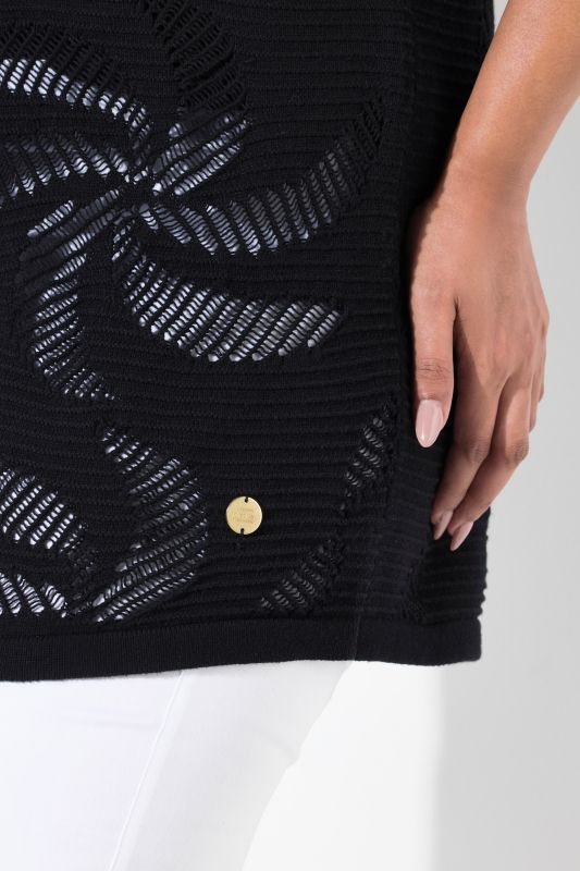 Geometric Openwork Short Sleeve Sweater