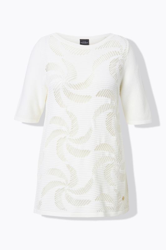 Geometric Openwork Short Sleeve Sweater