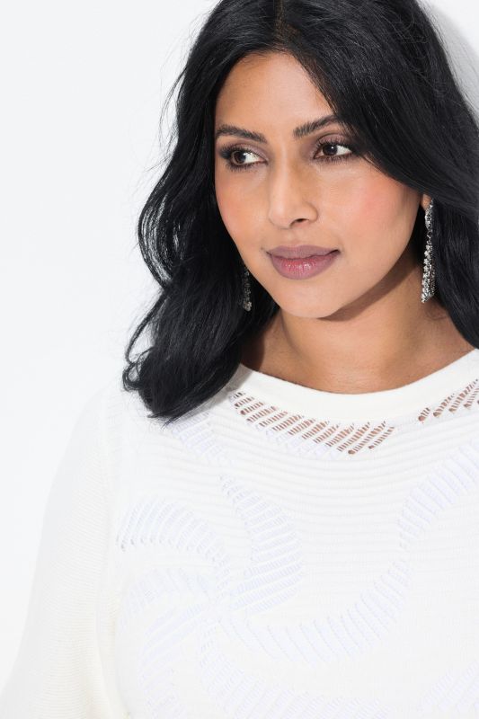Geometric Openwork Short Sleeve Sweater