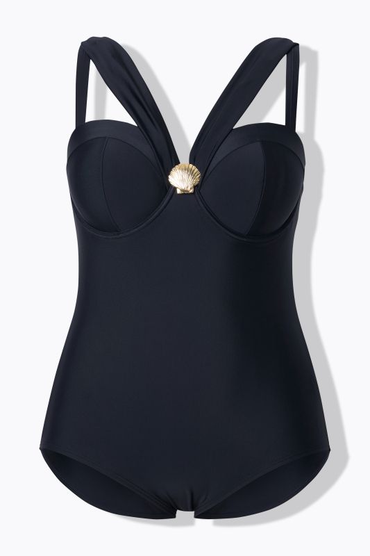 Draped Strap One Piece Underwire Swimsuit