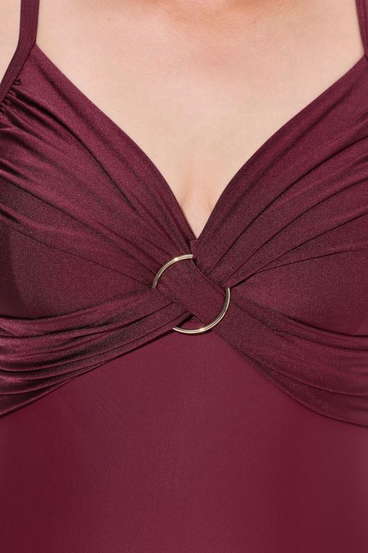 Draped O-Ring One Piece Swimsuit