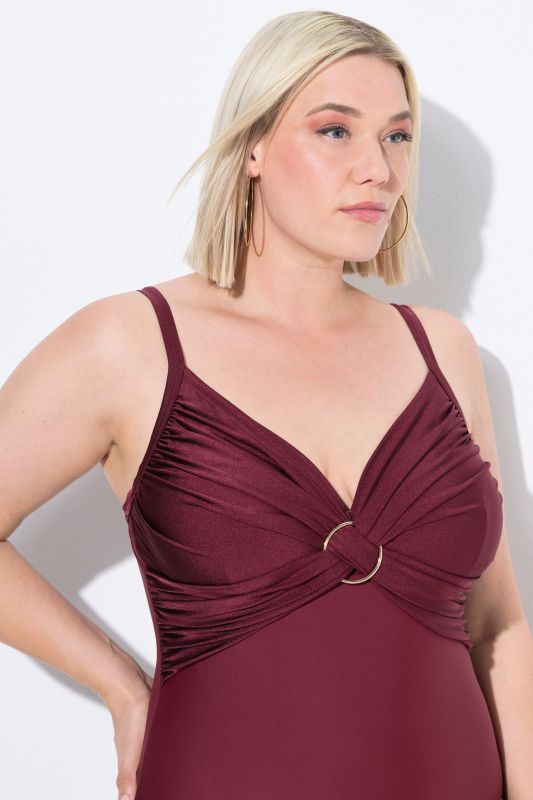 Draped O-Ring One Piece Swimsuit