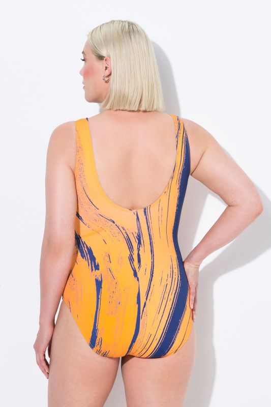 Contrast Piping One Piece Swimsuit