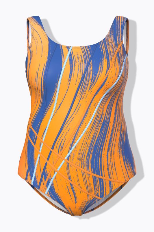 Contrast Piping One Piece Swimsuit