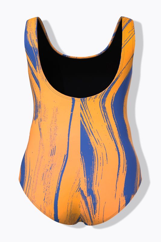 Contrast Piping One Piece Swimsuit