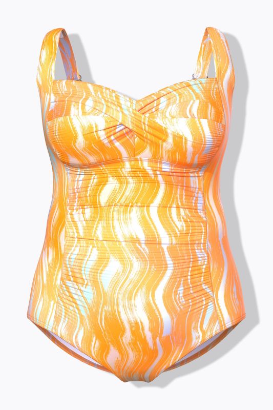 Abstract Print Ruched One Piece Swimsuit