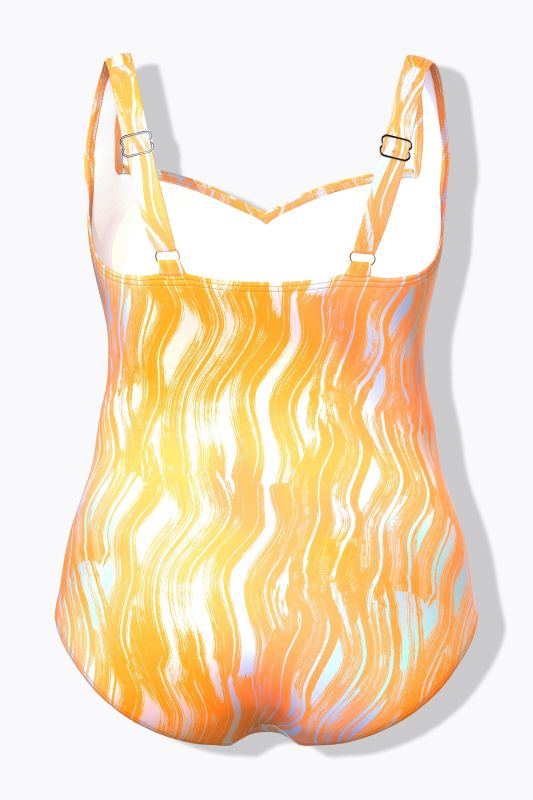 Abstract Print Ruched One Piece Swimsuit